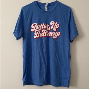 Bella Canvas Women’s Baseball Softball Blue Short‎ Sleeve Shirt Size Large
